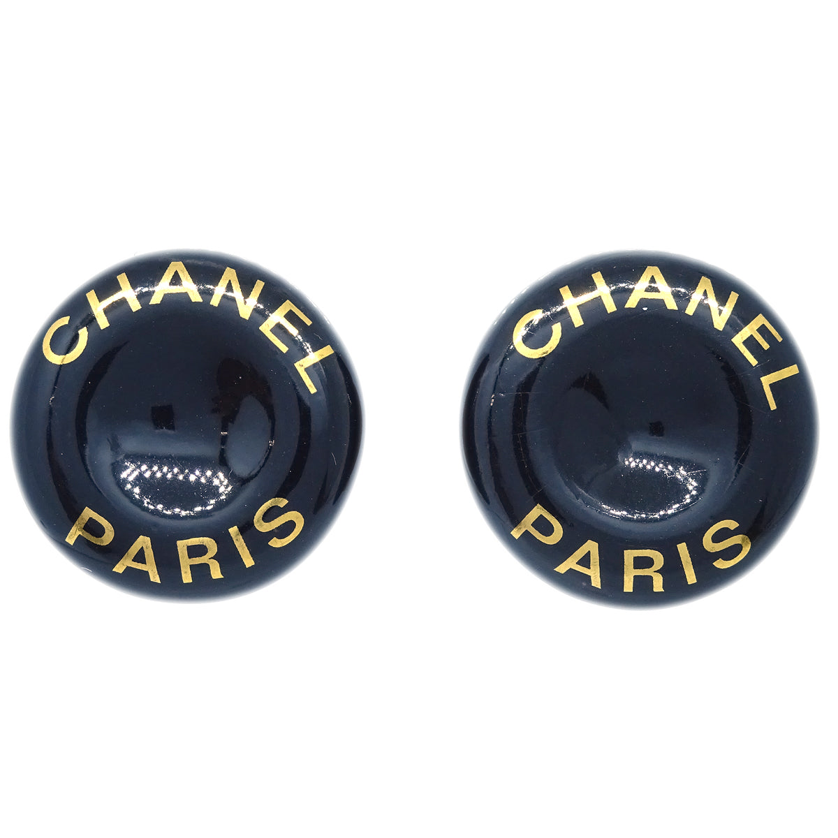 Luxury Chanel Black Button Earrings Clip-On 97P