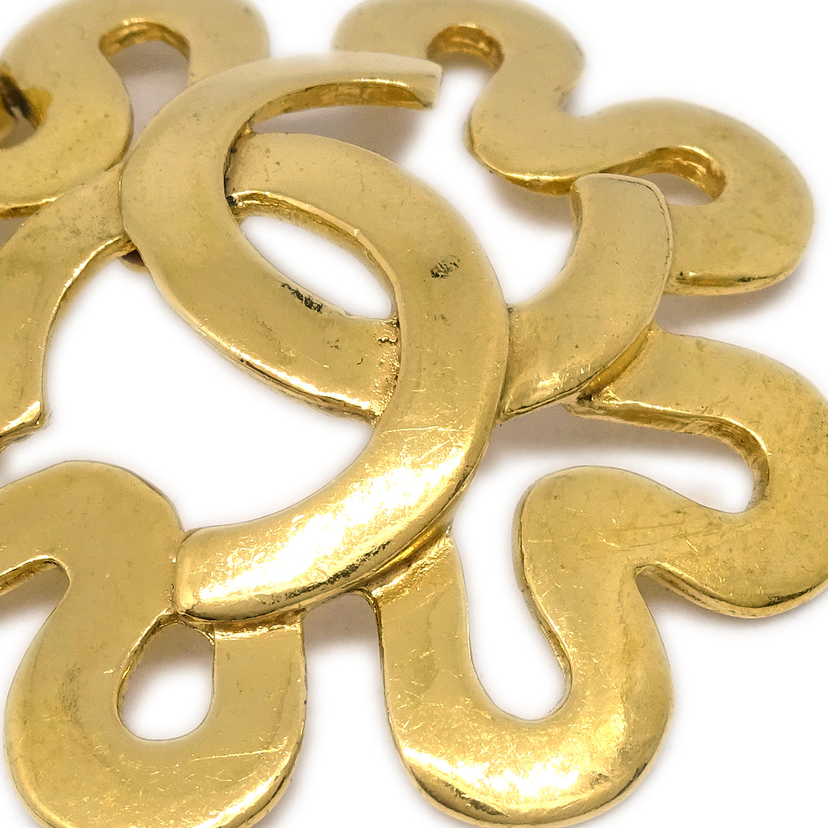 Luxury Chanel Flower Dangle Earrings Clip-On Gold 95P