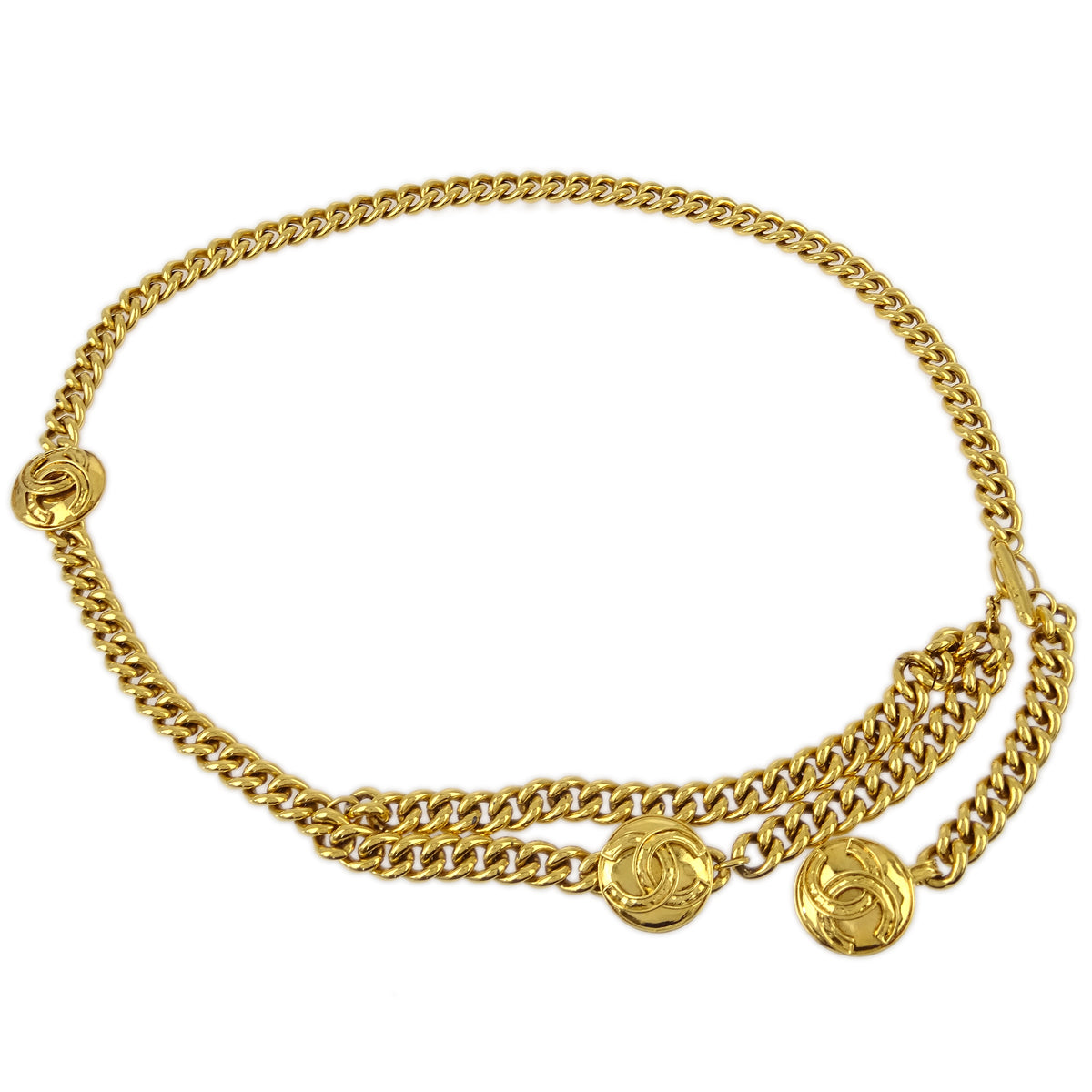 Luxury Chanel Medallion Chain Belt Gold 94P Small New