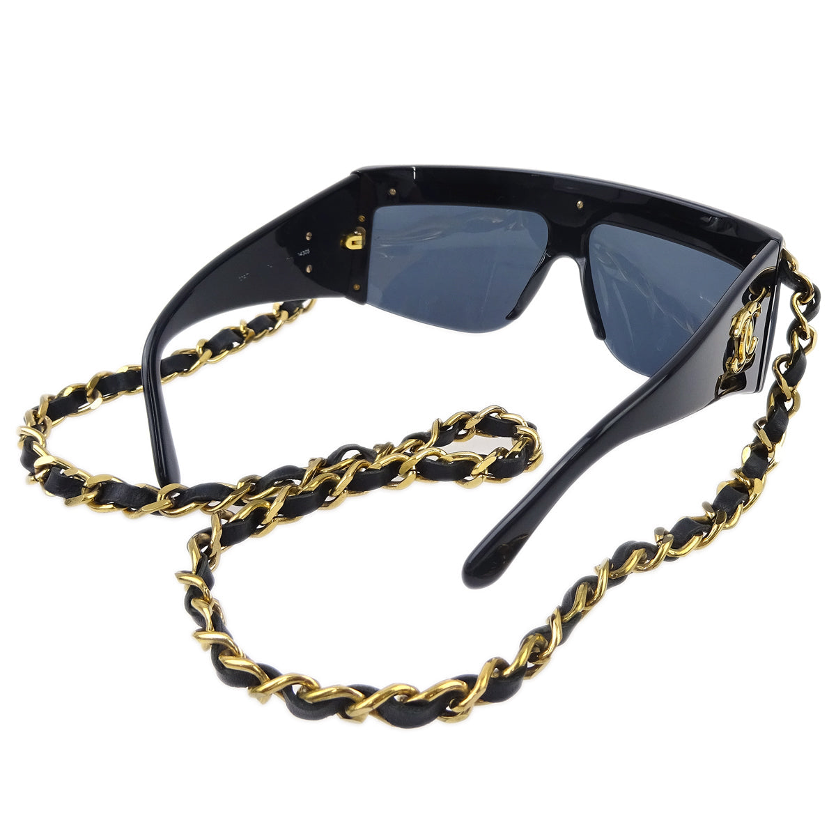 Luxury Chanel Chain Sunglasses Eyewear Black Small New