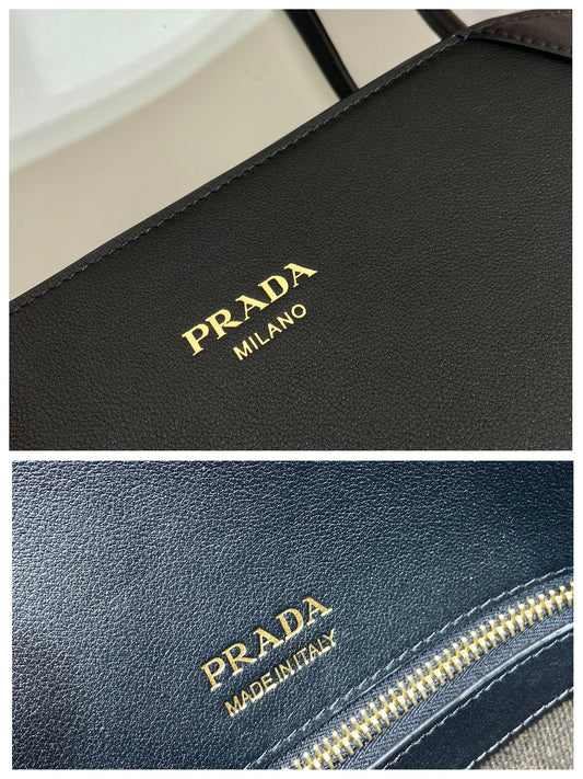Luxury PradaELEGANT TOTE BAG 40 IN BLACK SMOOTH CALFSKIN