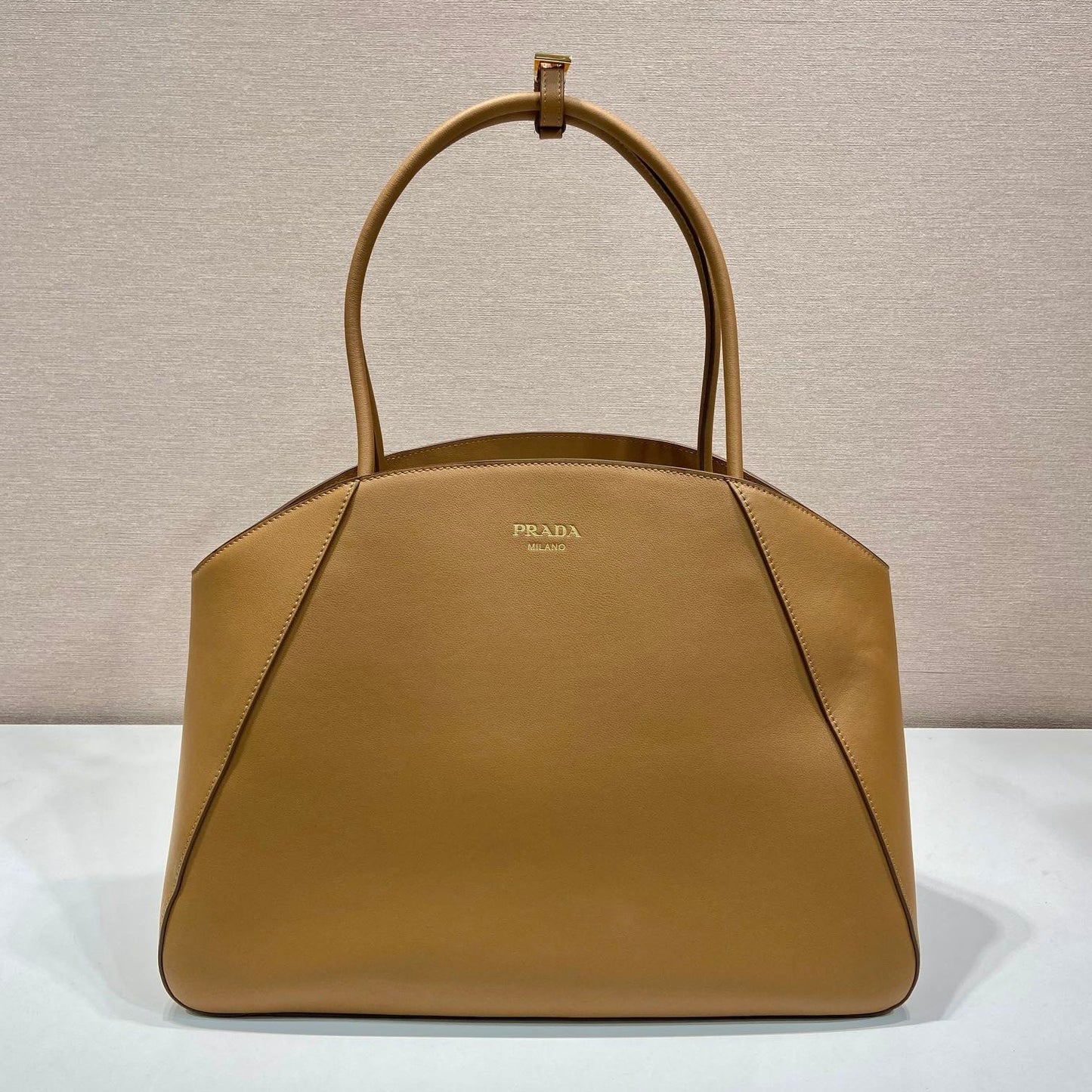 Luxury PradaELEGANT TOTE BAG 40 IN CIDER BROWN SMOOTH CALFSKIN