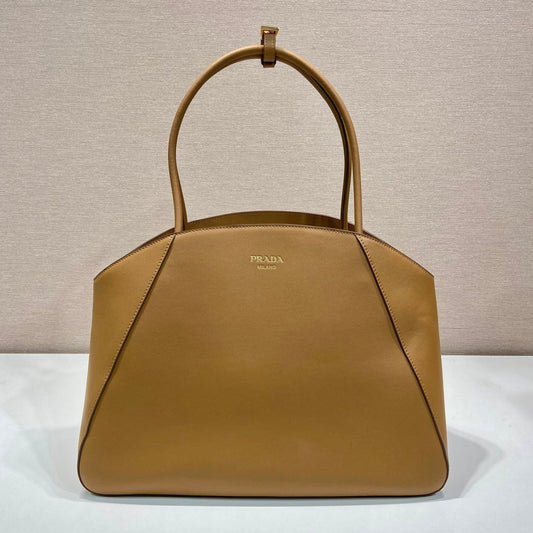 Luxury PradaELEGANT TOTE BAG 40 IN CIDER BROWN SMOOTH CALFSKIN