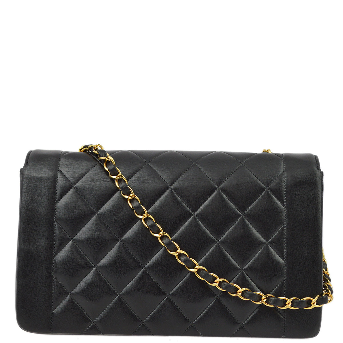 Luxury Chanel 1994-1996 Black Lambskin Medium Diana Shoulder Bag
