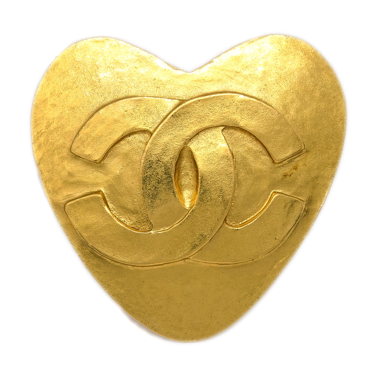 Luxury Chanel Heart Brooch Gold 95P