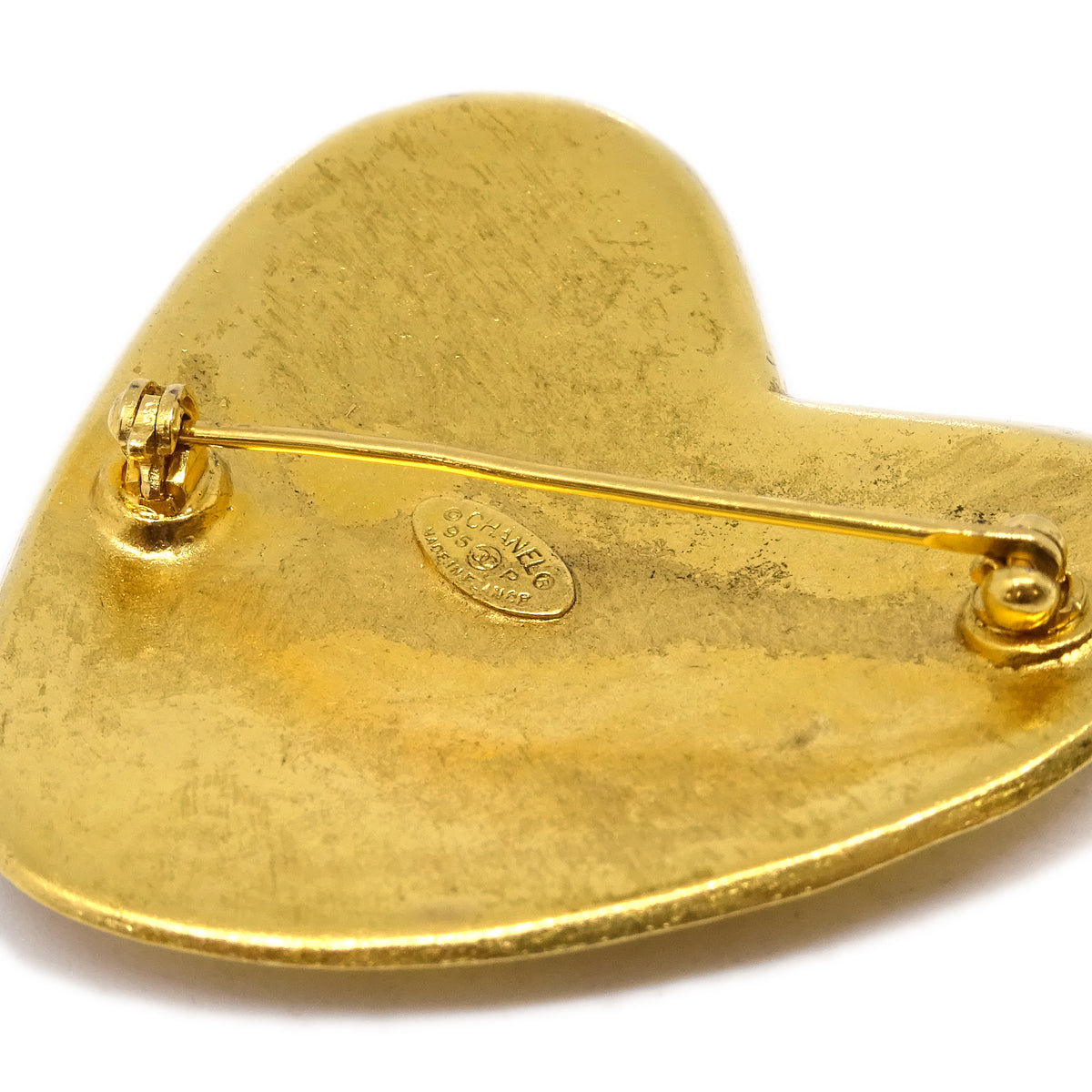 Luxury Chanel Heart Brooch Gold 95P