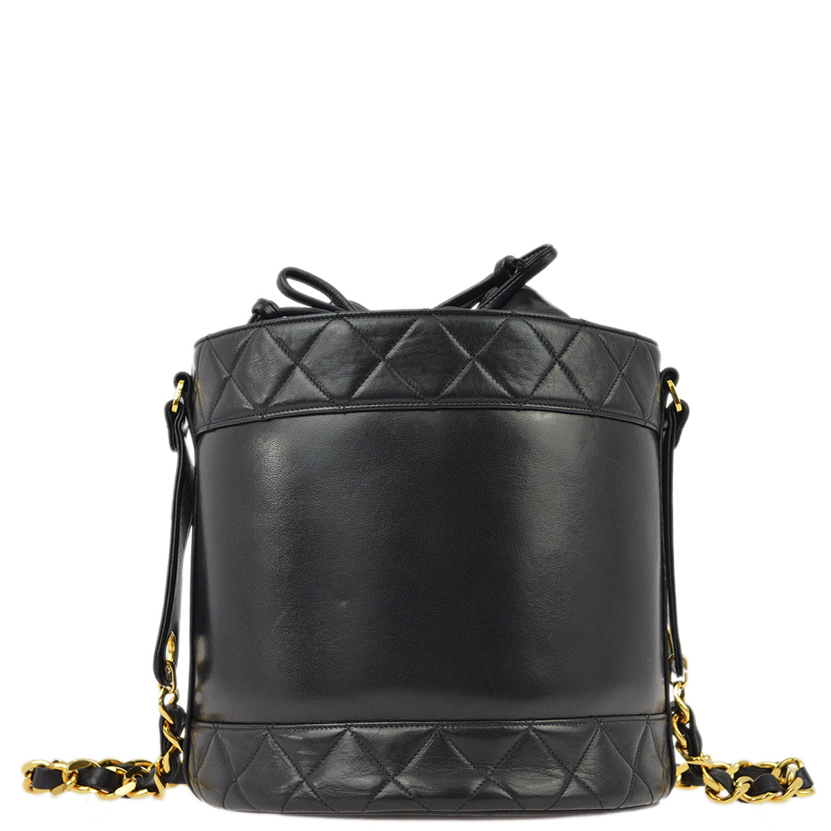Luxury Chanel 1989-1991 Black Lambskin Bucket Shoulder Bag
