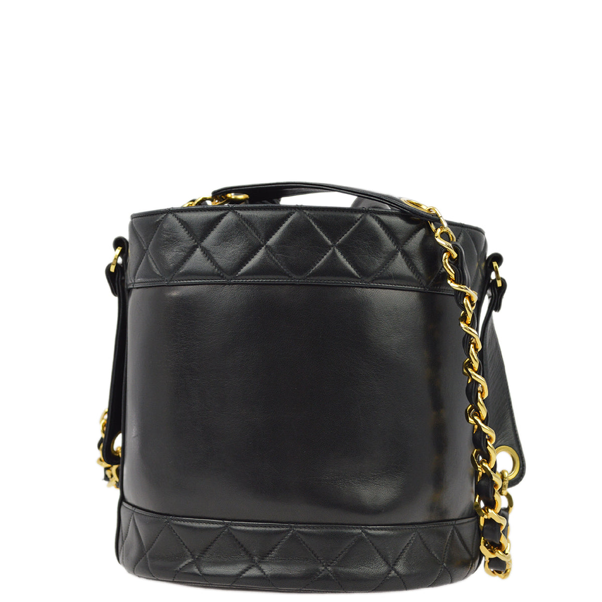 Luxury Chanel 1989-1991 Black Lambskin Bucket Shoulder Bag