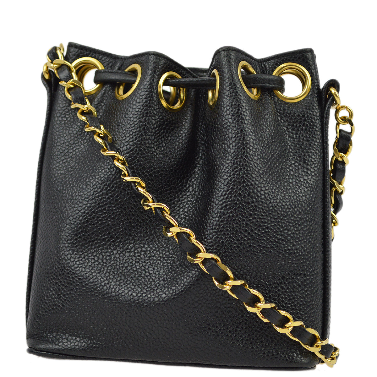 Luxury Chanel Black Caviar Bucket Shoulder Bag