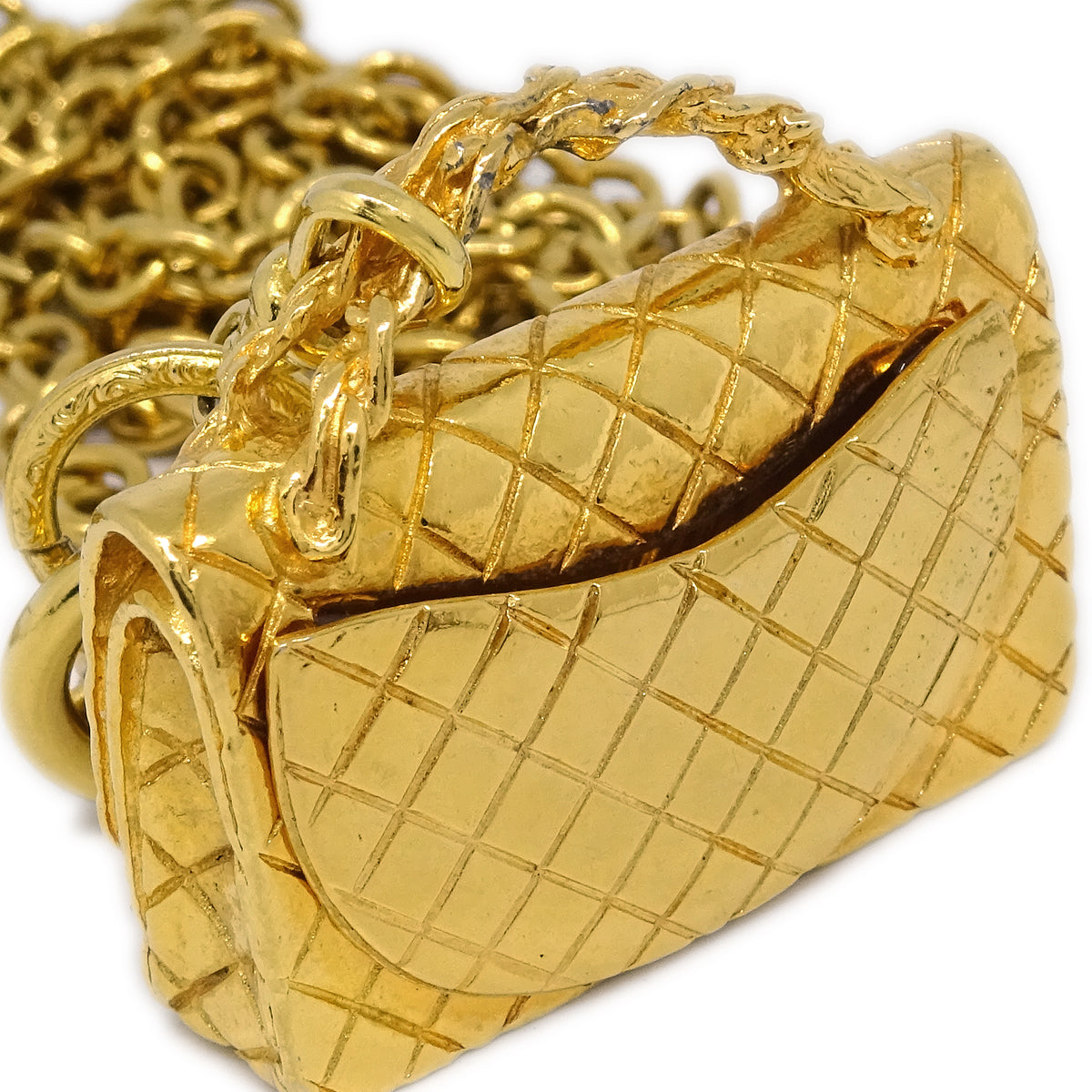 Luxury Chanel Bag Chain Pendant Necklace Gold