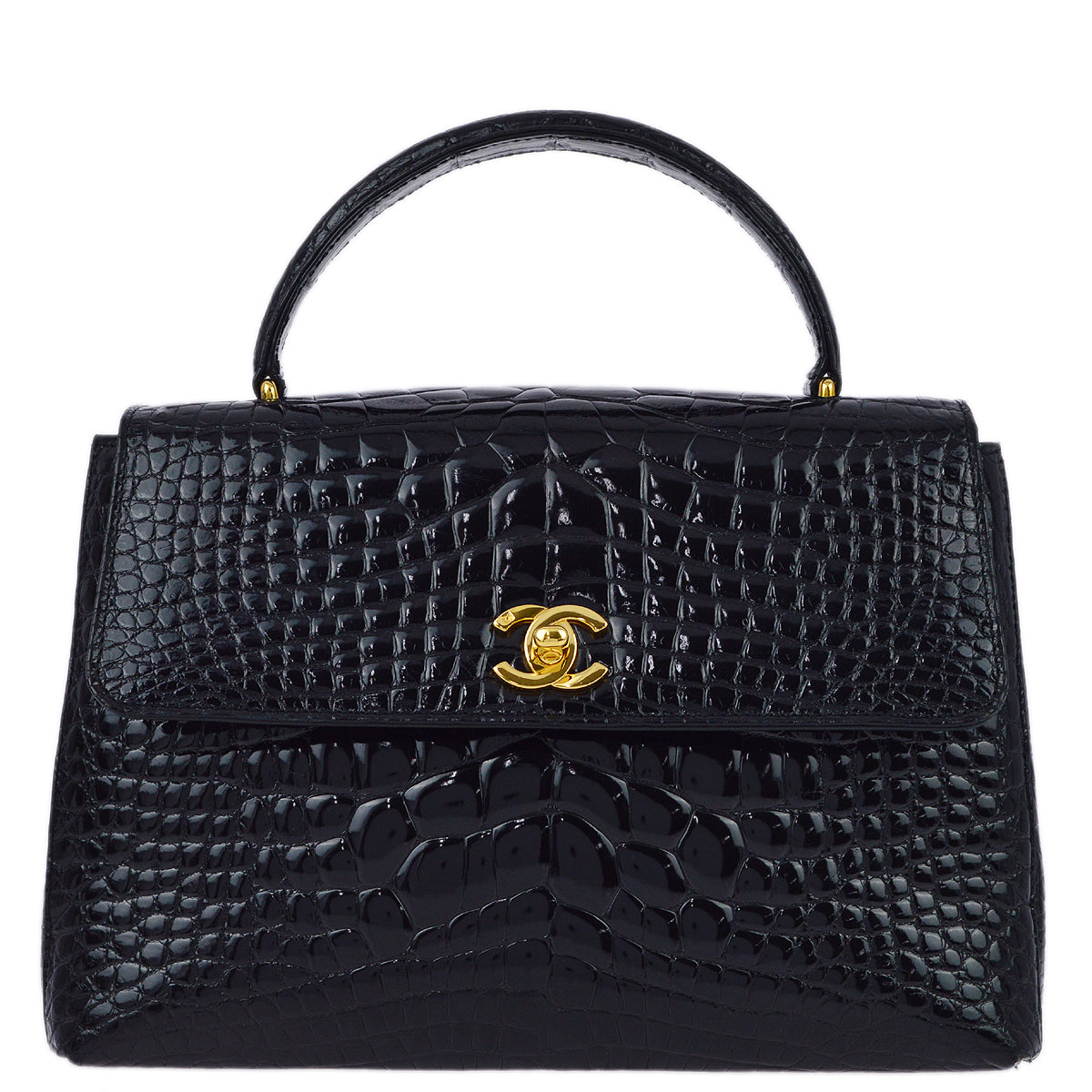 Luxury Chanel * 1996-1997 Black Crocodile Kelly 25