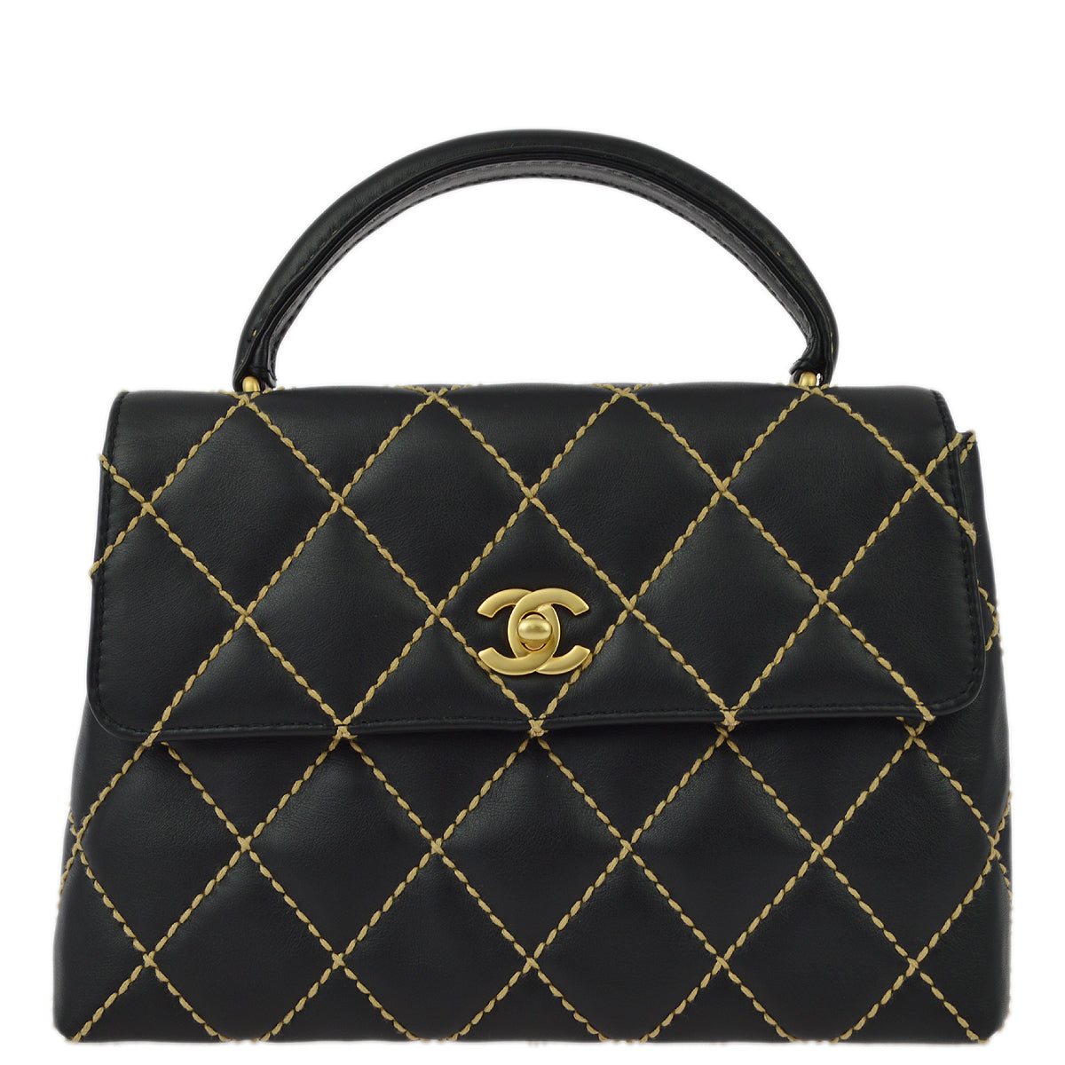 Luxury Chanel * 2004-2005 Black Calfskin Wild Stitch Kelly 25