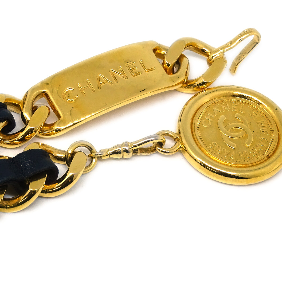 Luxury Chanel Medallion Chain Belt Black 94P Small New