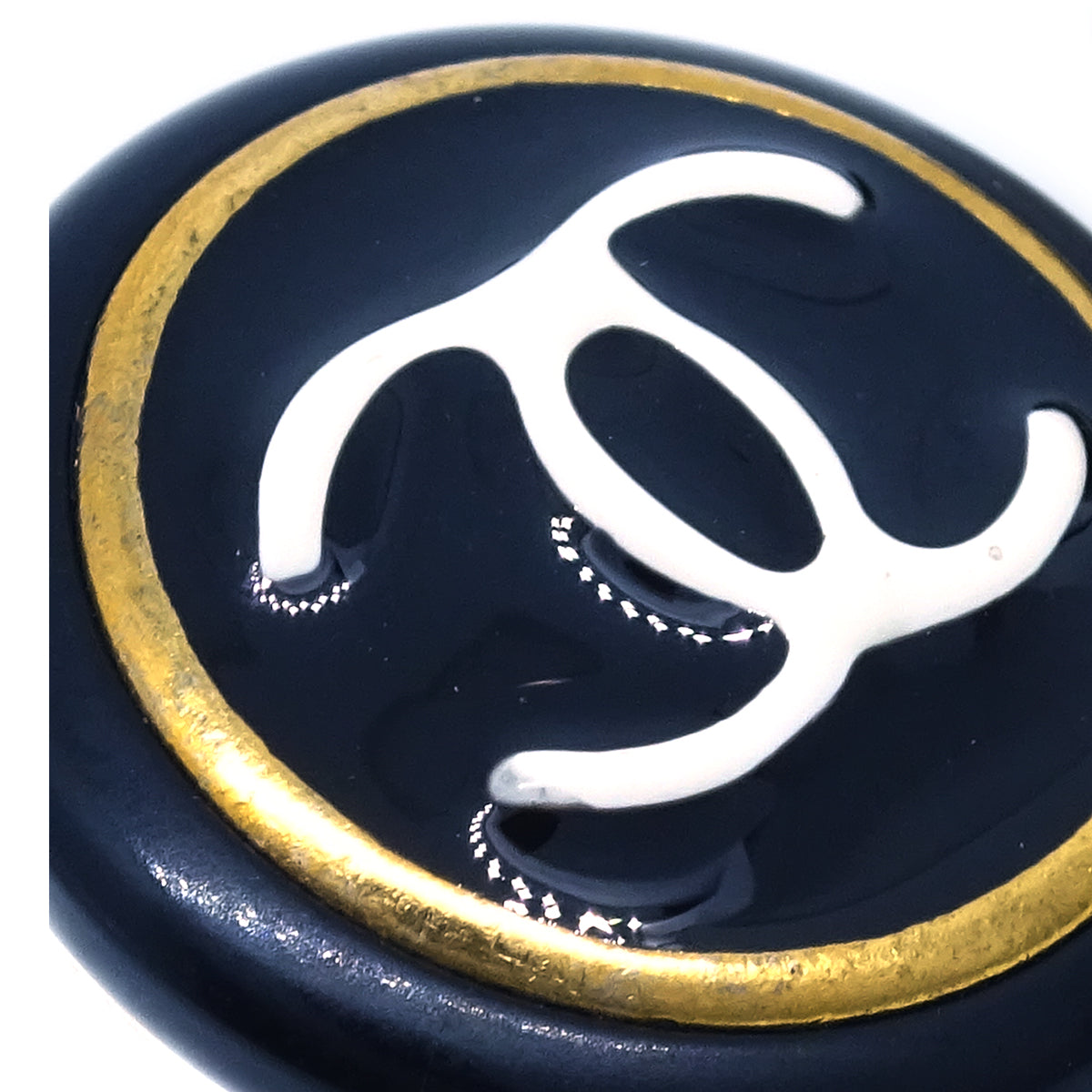 Luxury Chanel Black Button Earrings Clip-On 96A