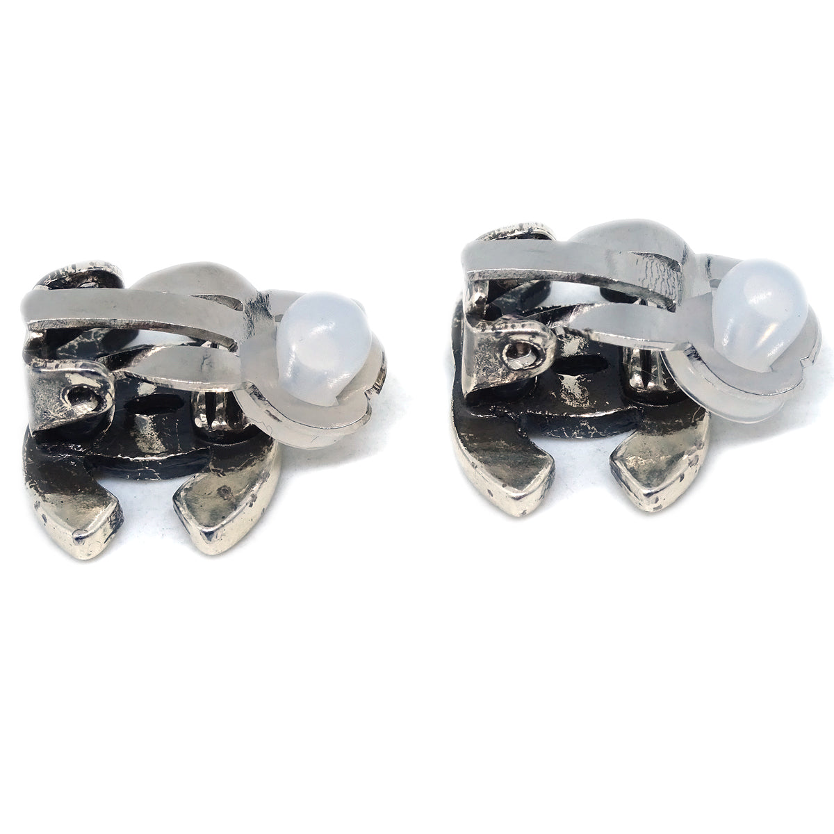 Luxury Chanel CC Earrings Clip-On Silver 99A