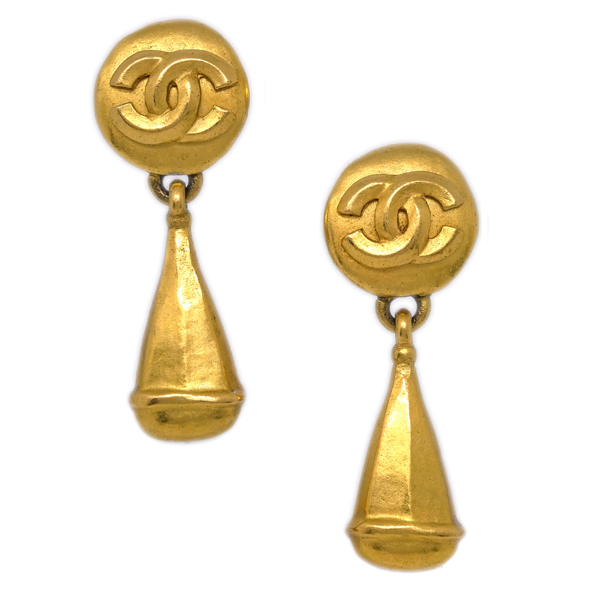 Luxury Chanel Dangle Earrings Clip-On Gold 96P