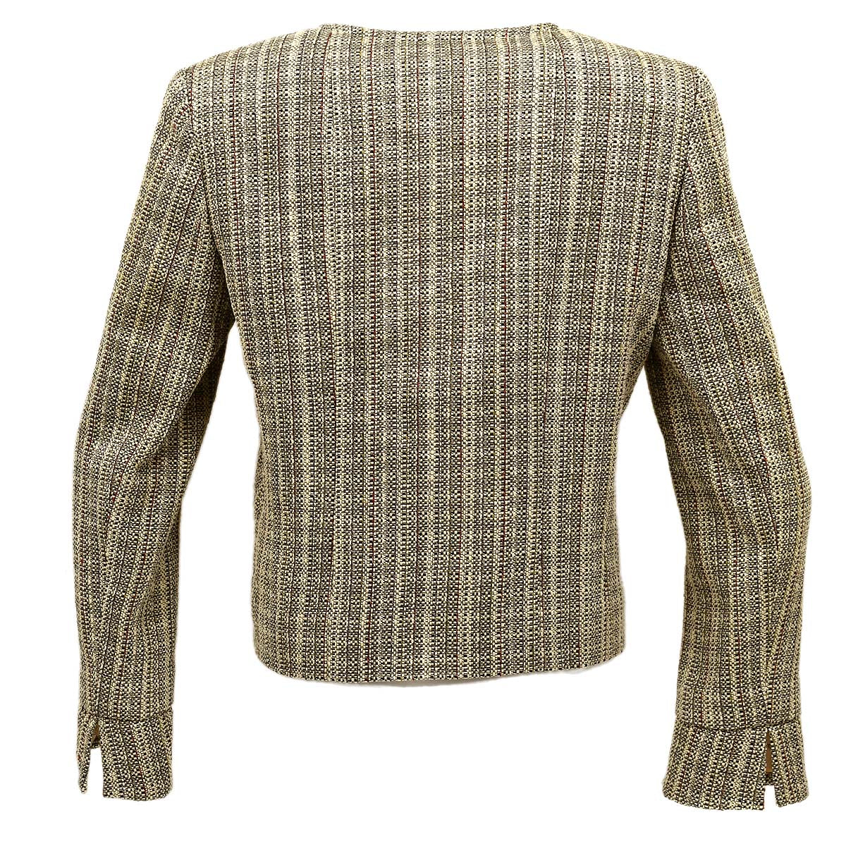 Luxury Chanel Collarless Jacket Beige 03P #44