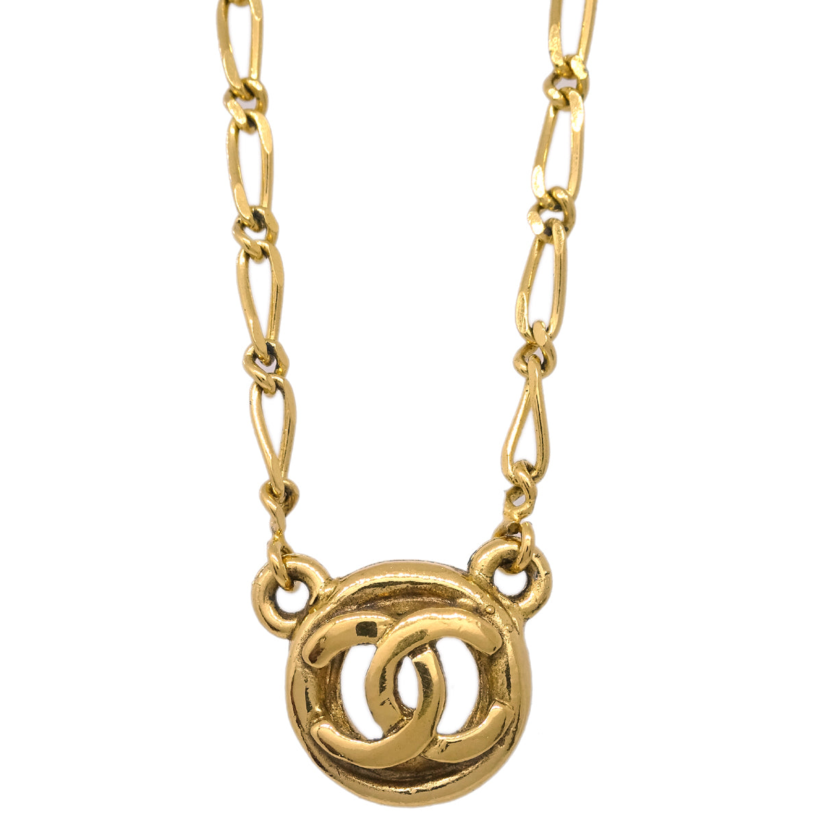 Luxury Chanel Medallion Pendant Necklace Gold 1982