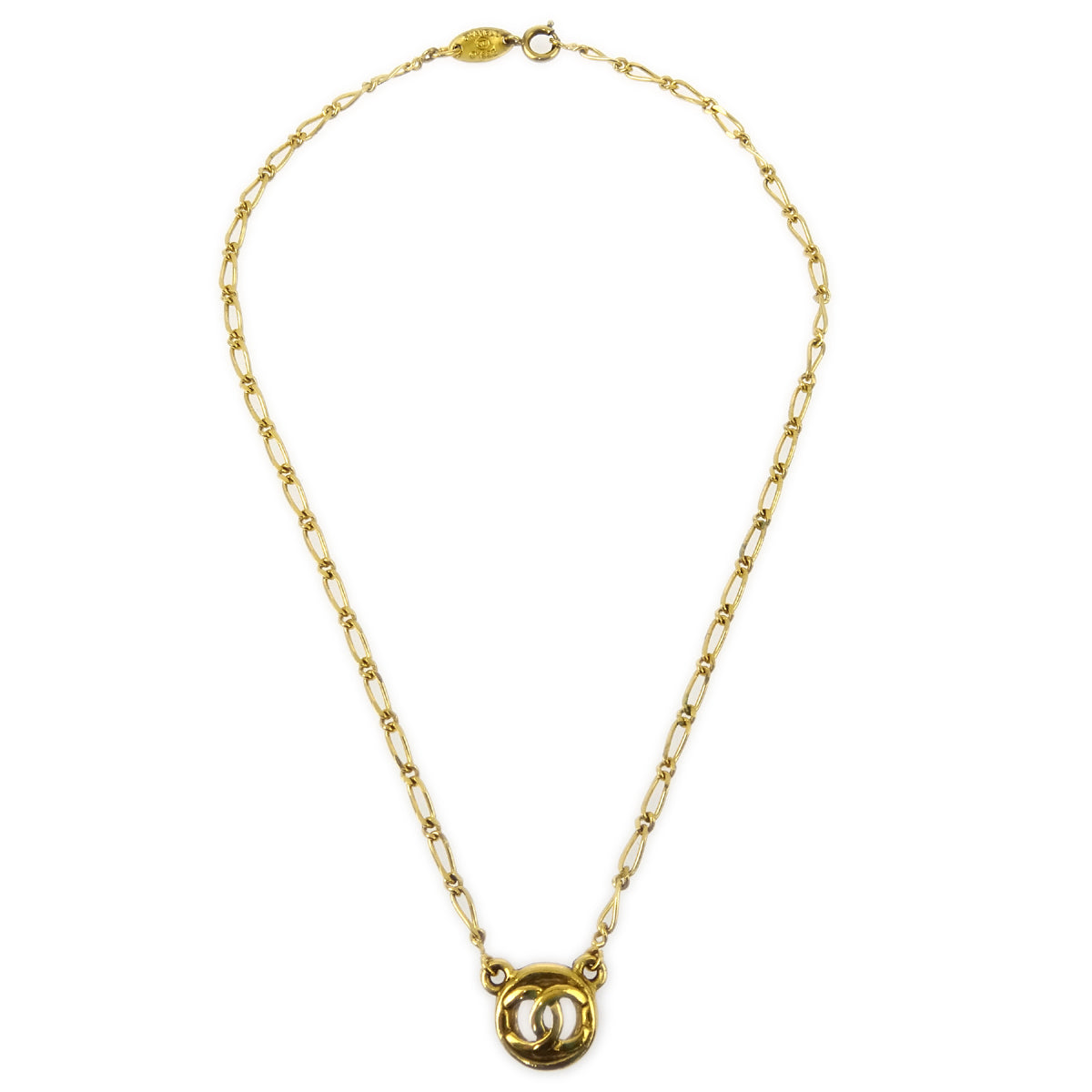 Luxury Chanel Medallion Pendant Necklace Gold 1982
