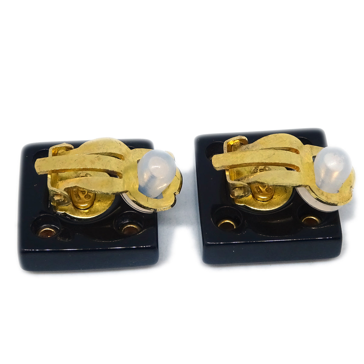 Luxury Chanel Square Earrings Clip-On Black 01P