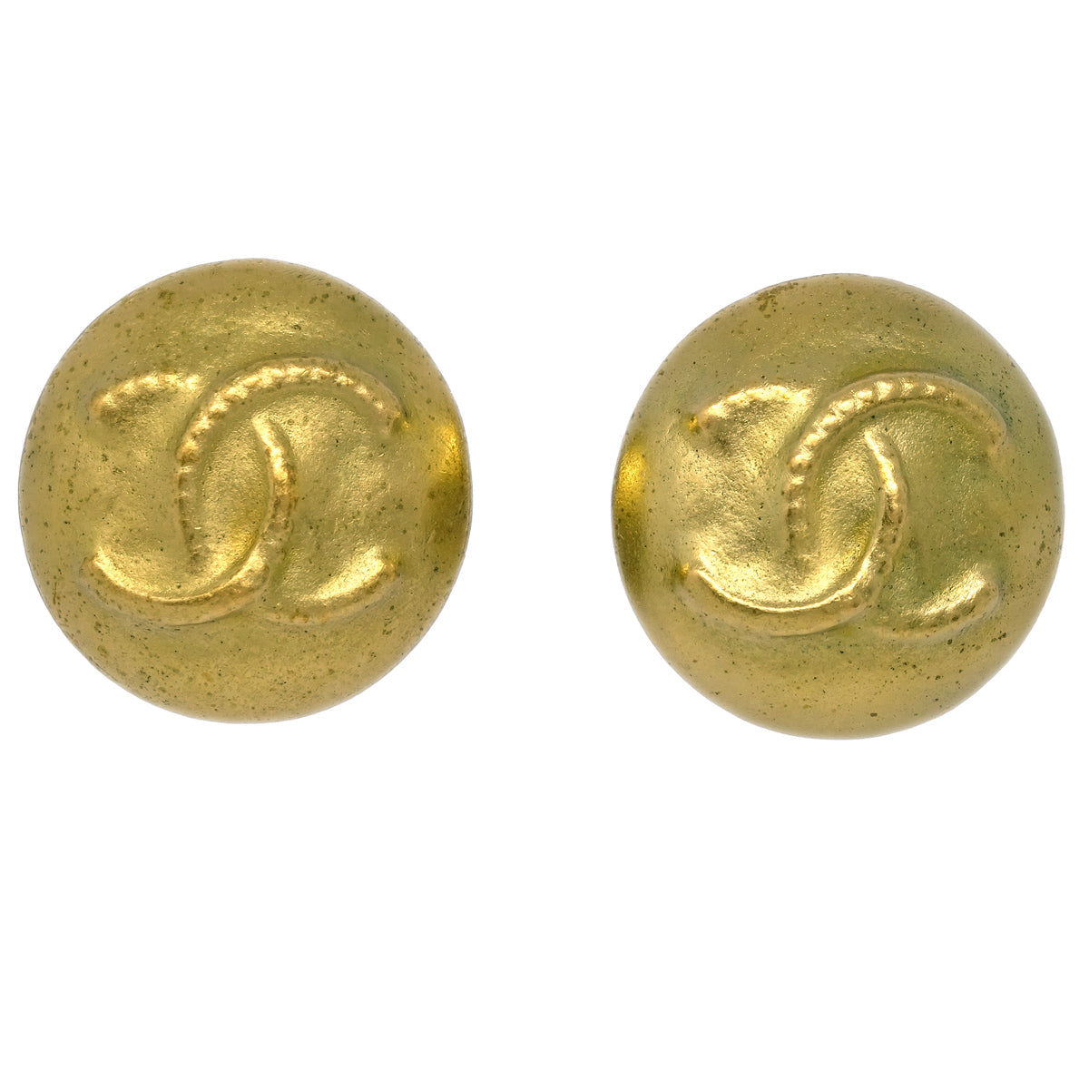 Luxury Chanel Button Earrings Clip-On Gold 95C