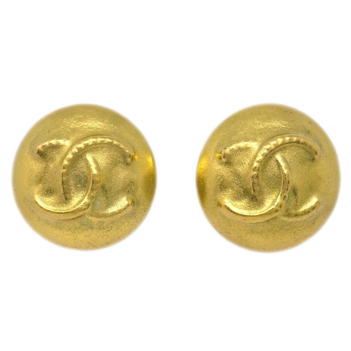 Luxury Chanel Button Earrings Clip-On Gold 95C