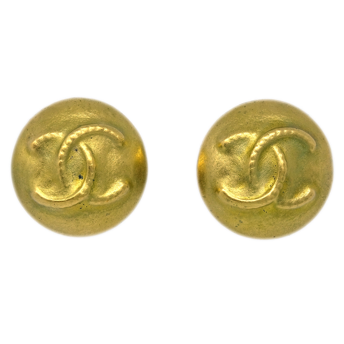 Luxury Chanel Button Earrings Clip-On Gold 95C