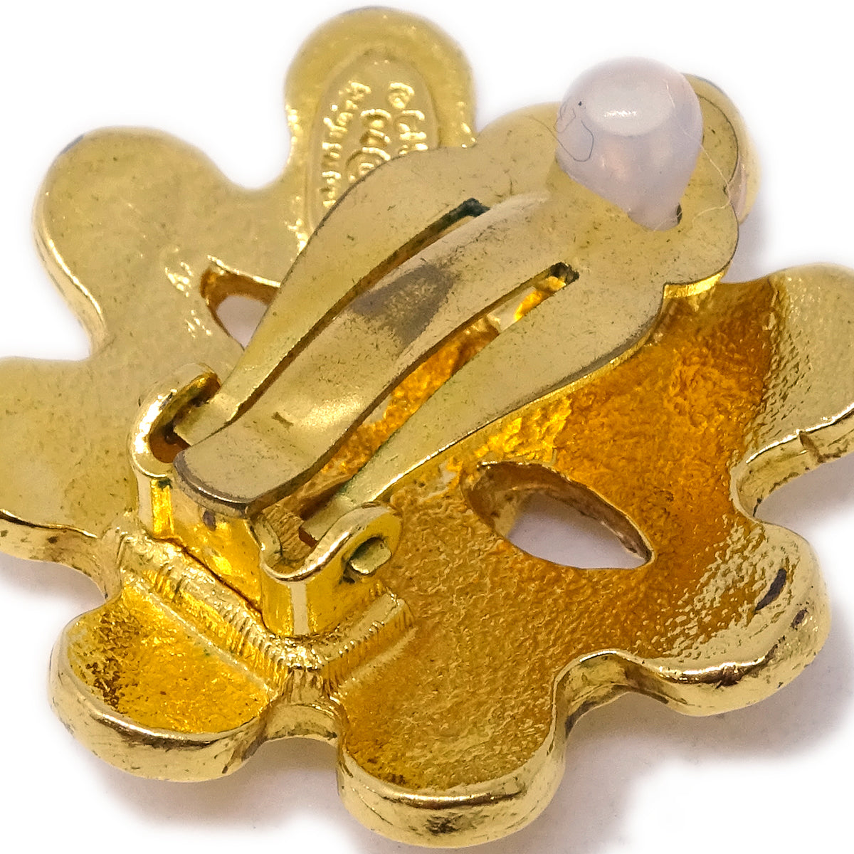 Luxury Chanel Flower Earrings Clip-On Gold 94P
