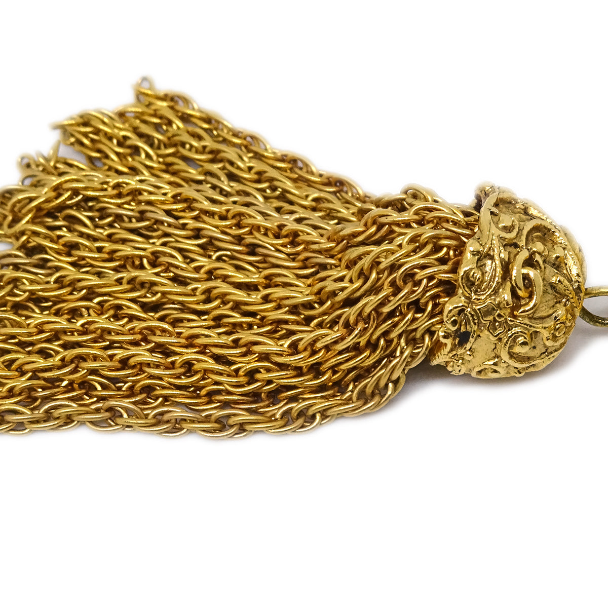 Luxury Chanel Fringe Brooch Pin Gold 93A