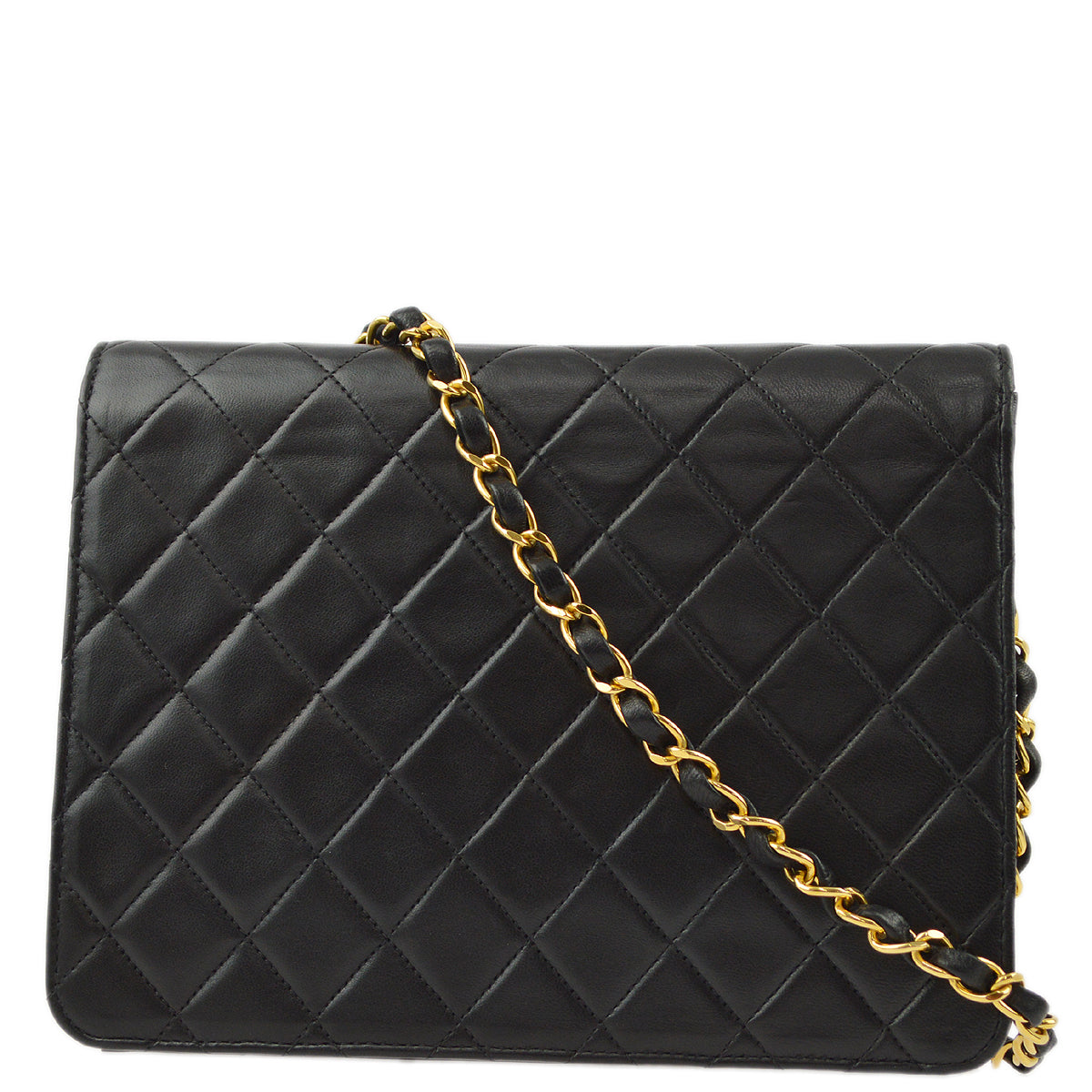 Luxury Chanel 2001-2003 Black Lambskin Turnlock Small Half Flap Shoulder Bag