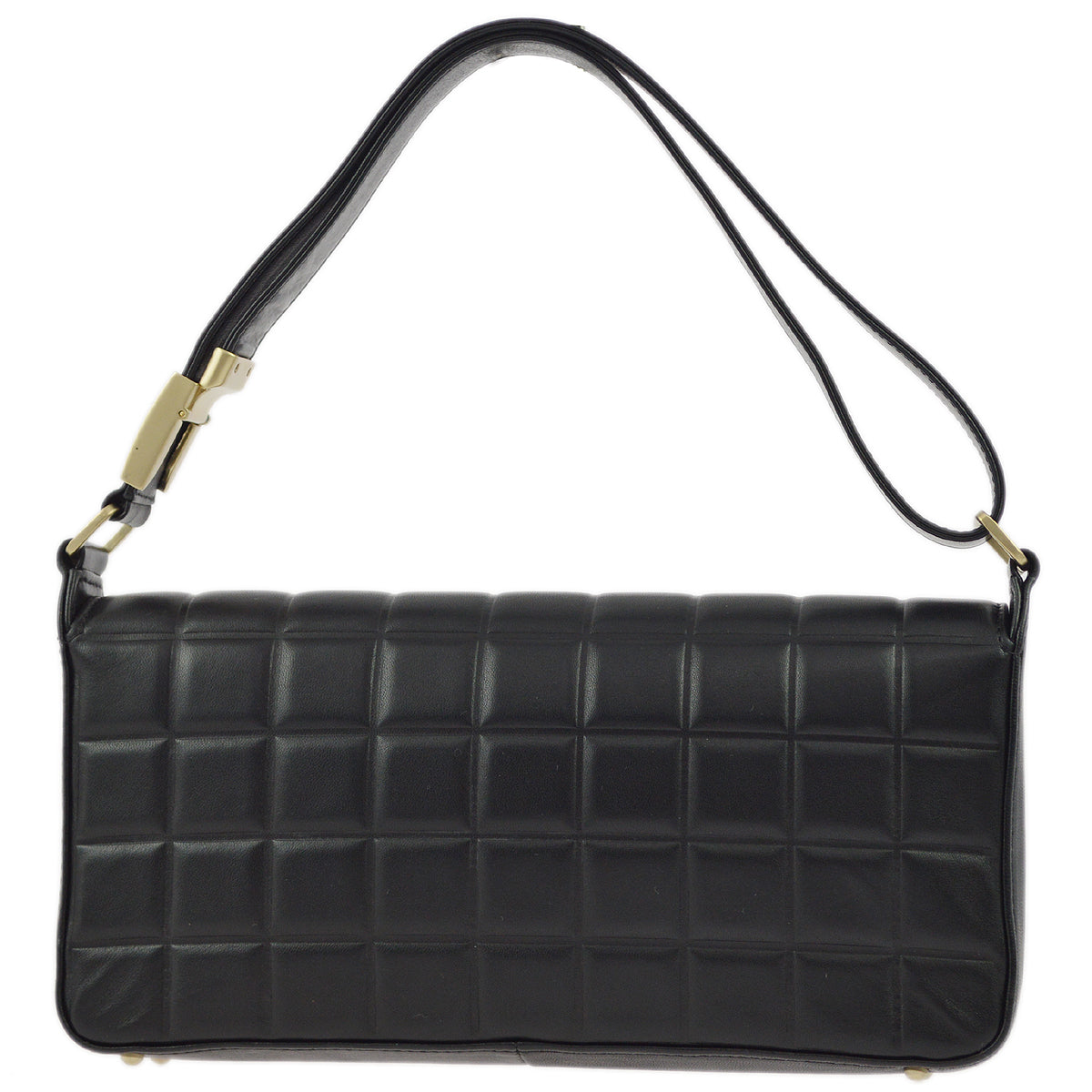 Luxury Chanel 2003-2004 Black Lambskin Choco Bar Shoulder Bag