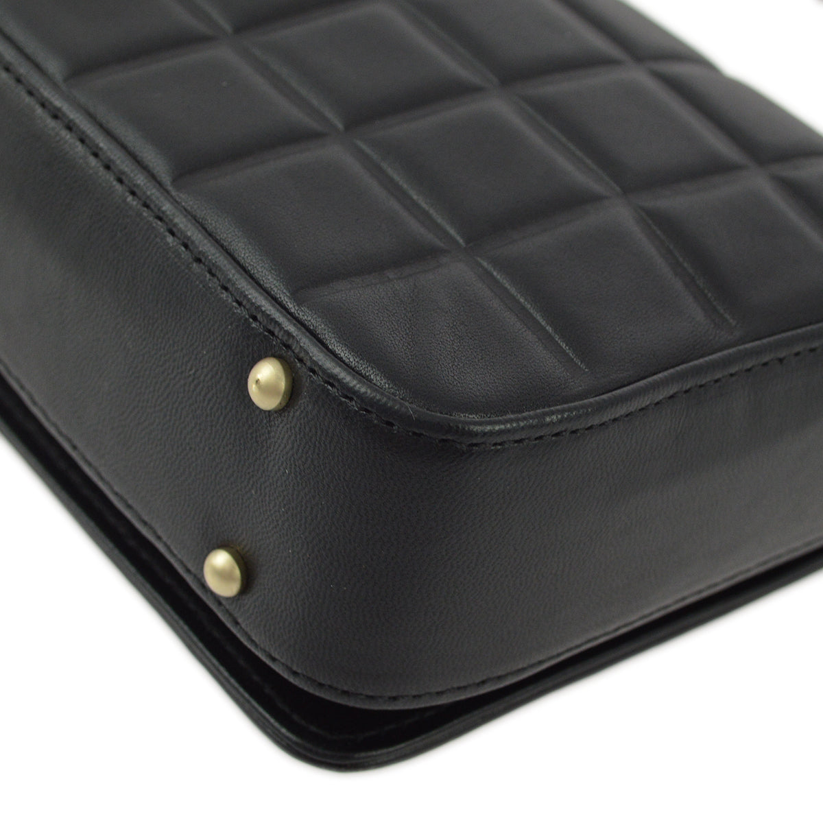 Luxury Chanel 2003-2004 Black Lambskin Choco Bar Shoulder Bag