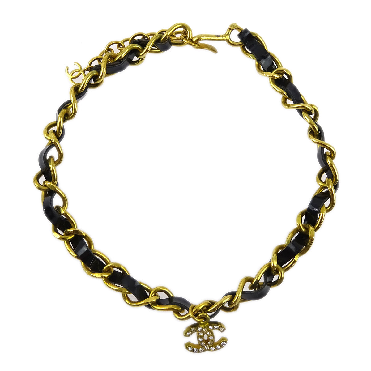 Luxury Chanel 1995 Crystal & Gold CC Choker