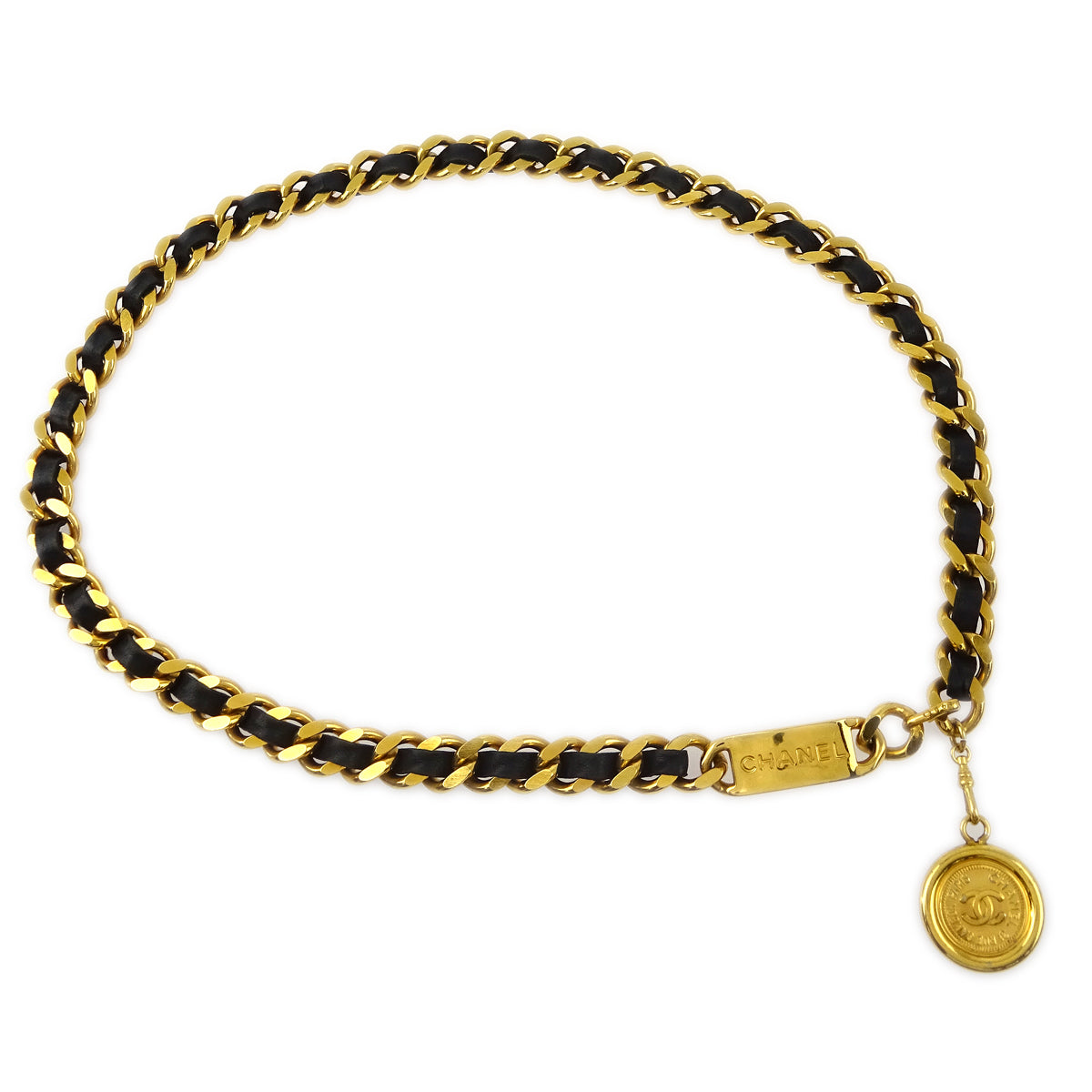 Luxury Chanel Medallion Chain Belt Black 94A Small New