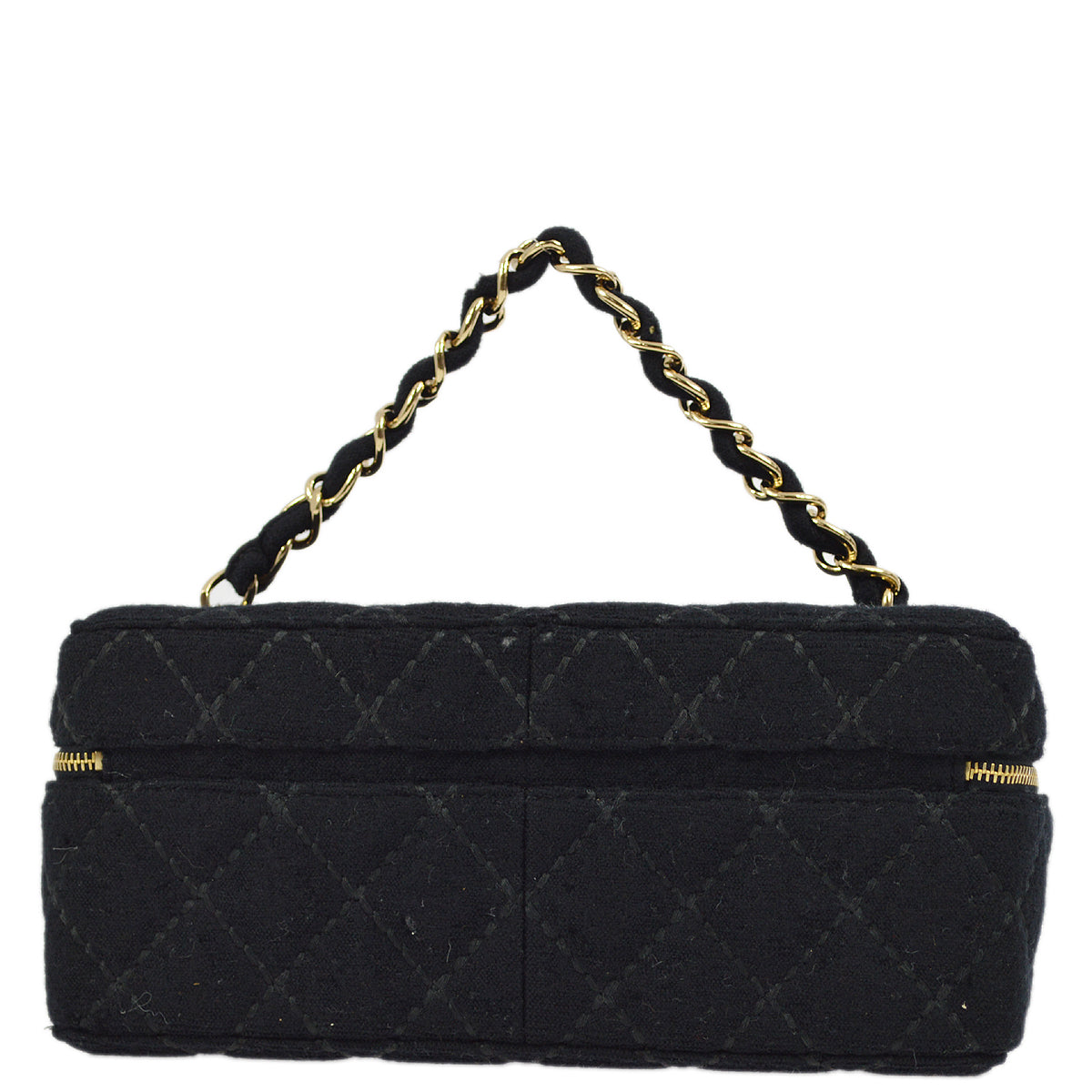 Luxury Chanel 2001-2003 Black Cotton Wild Stitch Vanity Handbag