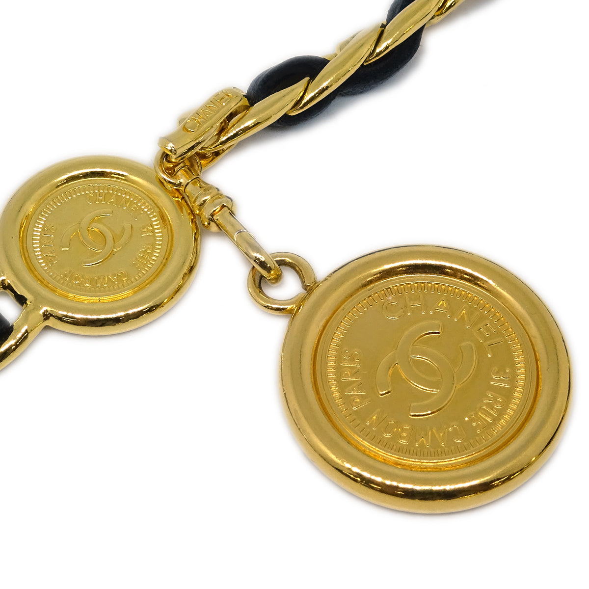 Luxury Chanel Medallion Chain Belt Black 94A Small New