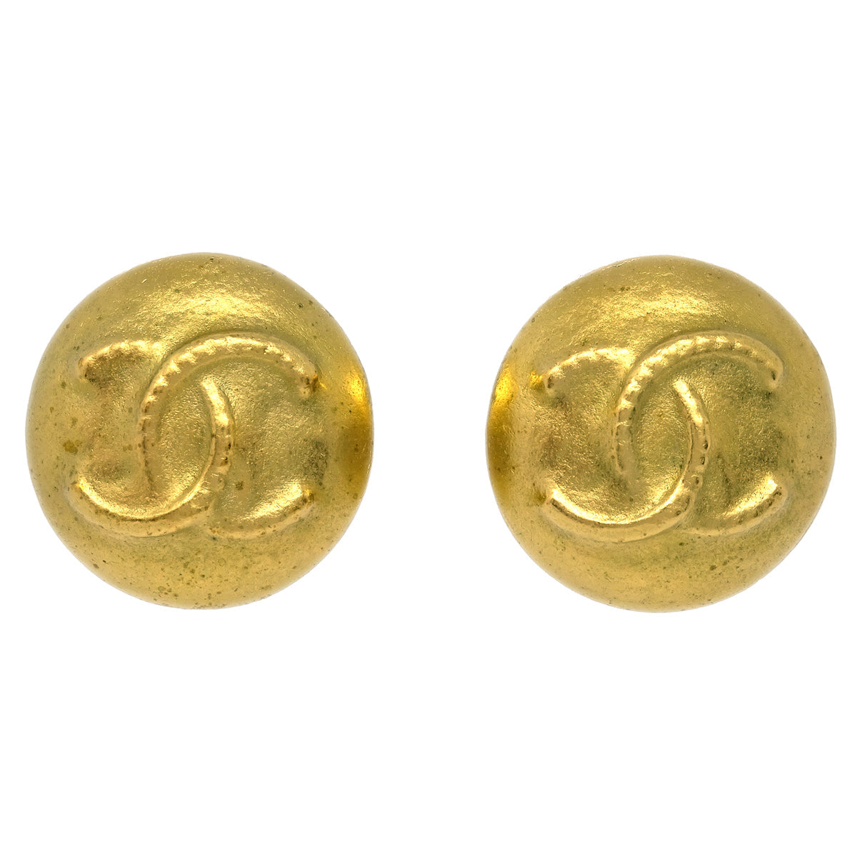 Luxury Chanel Gold Button Earrings Clip-On 95C