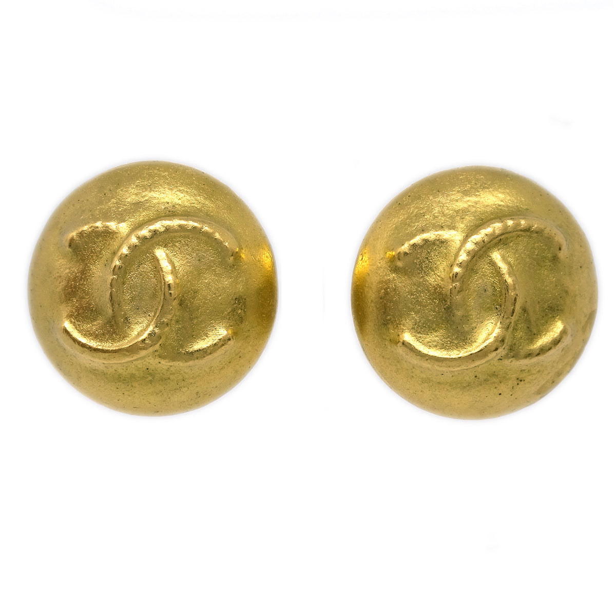 Luxury Chanel Gold Button Earrings Clip-On 95C