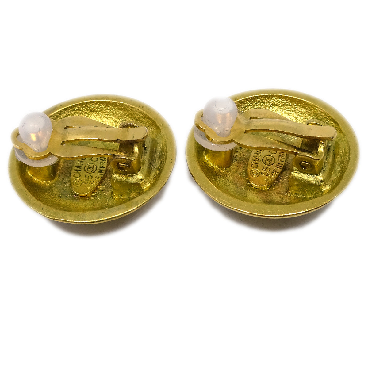 Luxury Chanel Gold Button Earrings Clip-On 95C