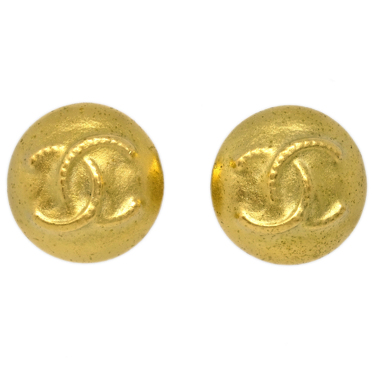 Luxury Chanel Gold Button Earrings Clip-On 95C