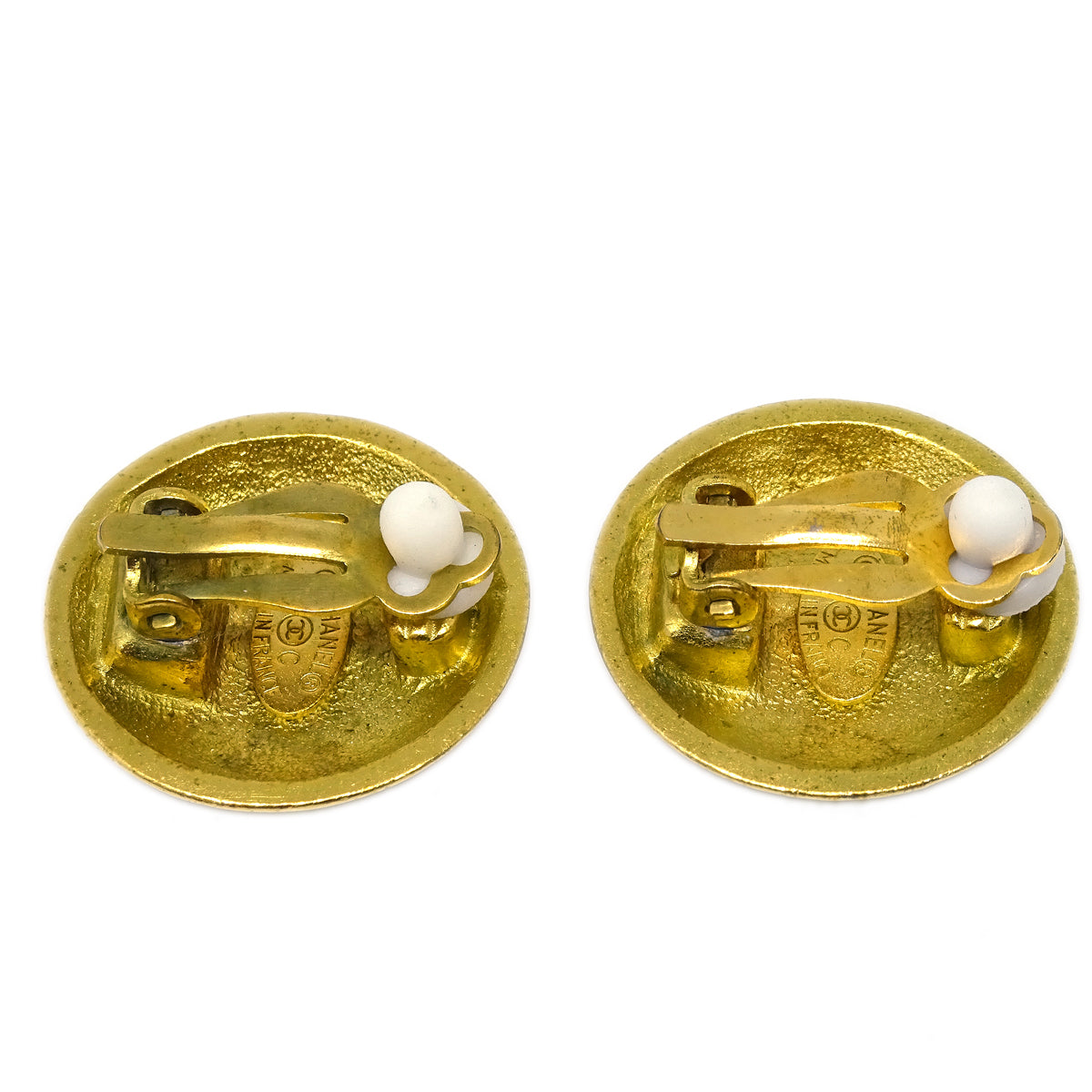 Luxury Chanel Gold Button Earrings Clip-On 95C