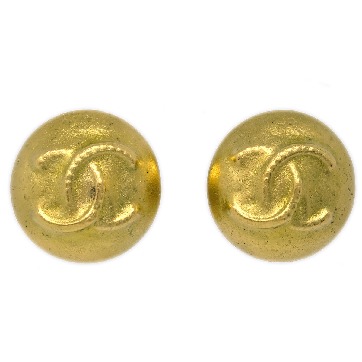 Luxury Chanel Gold Button Earrings Clip-On 95C
