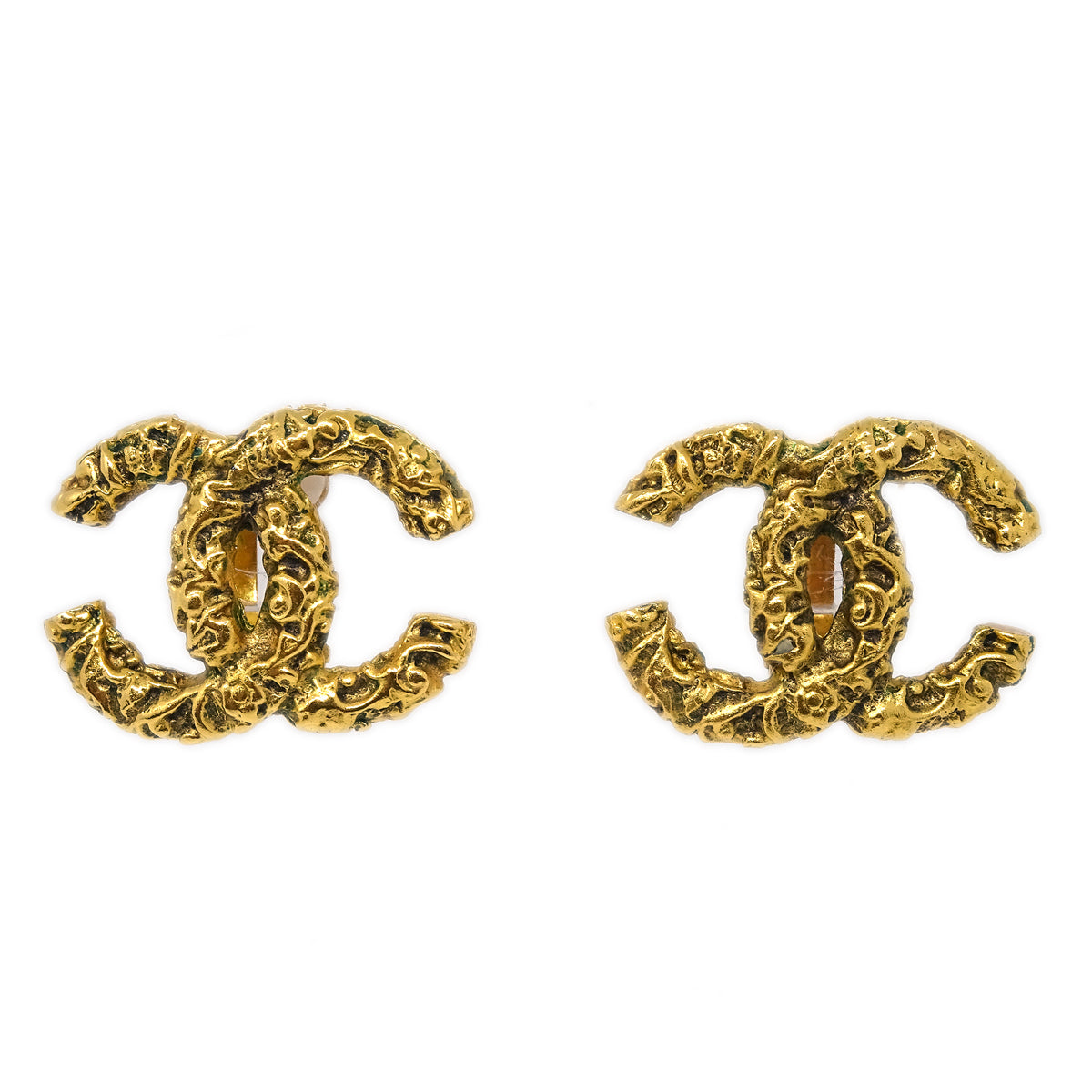 Luxury Chanel CC Earrings Clip-On Gold 93A Large