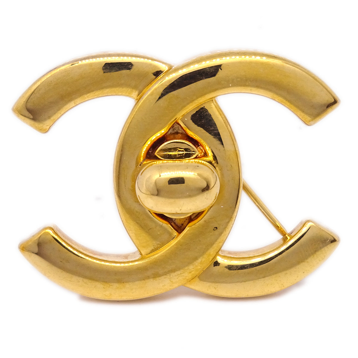 Luxury Chanel Turnlock Brooch Pin Gold Large 96P