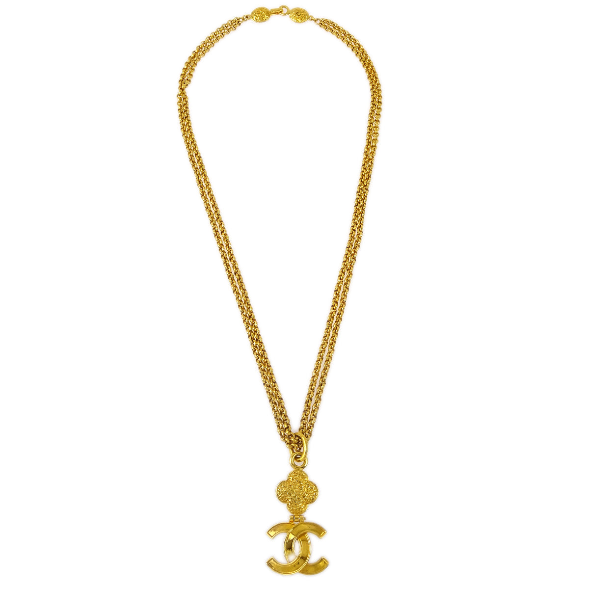 Luxury Chanel CC Gold Chain Pendant Necklace 95A