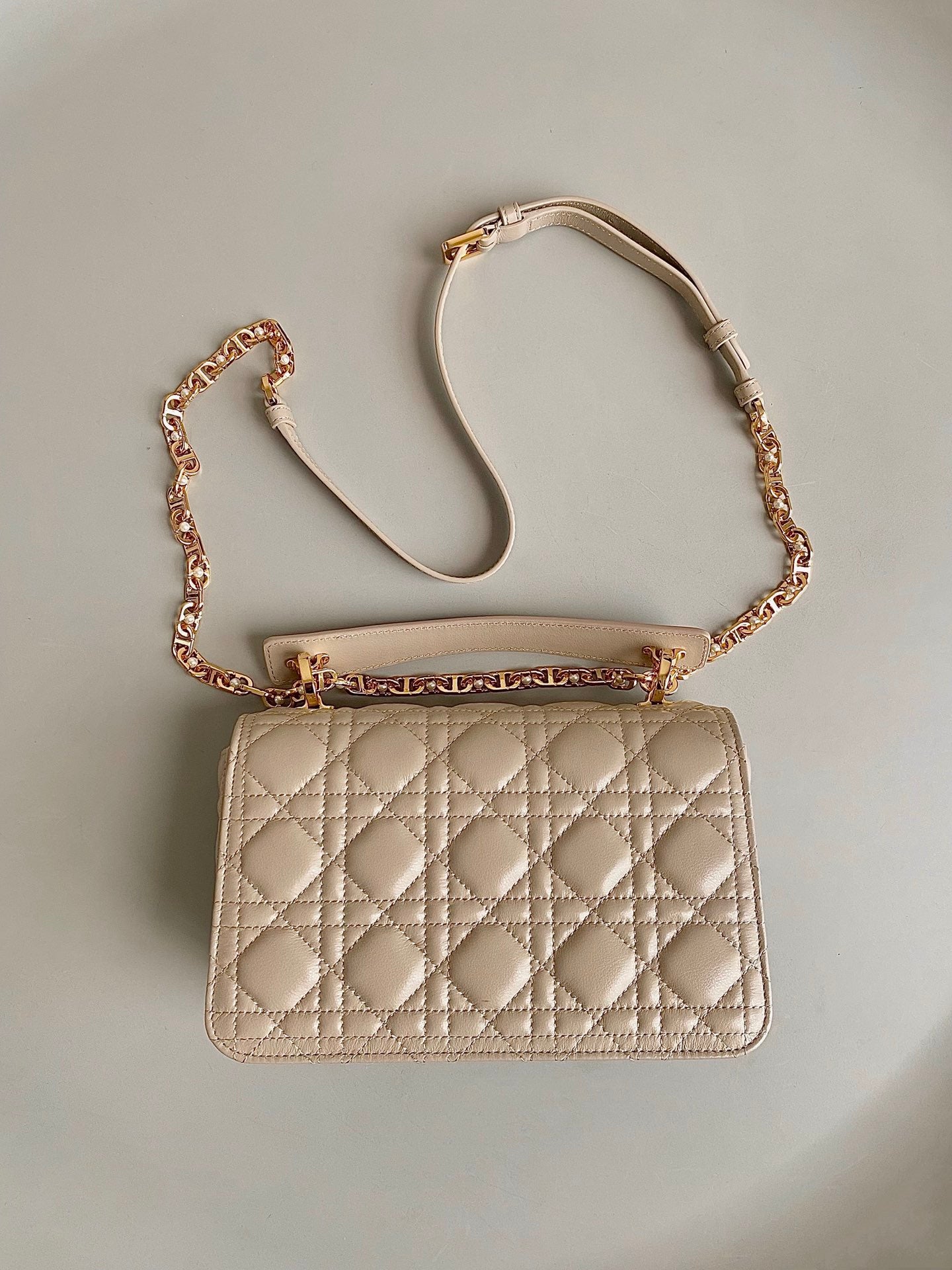 Luxury DiorMINI JOLIE 22 BAG BEIGE CREAM CALFSKIN