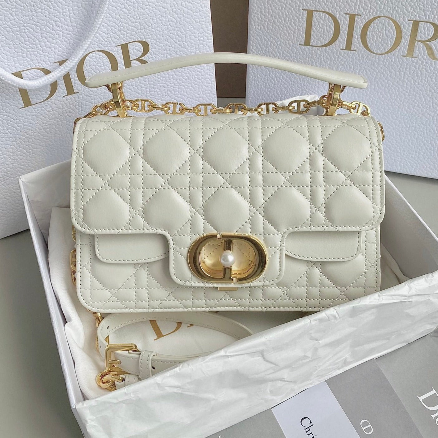 Luxury DiorMINI JOLIE 22 BAG WHITE CALFSKIN