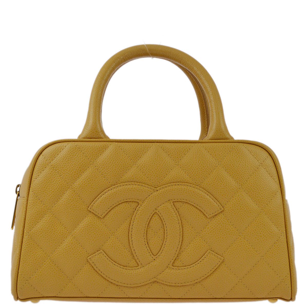 Luxury Chanel 2004-2005 Beige Caviar Bowling Bag 27