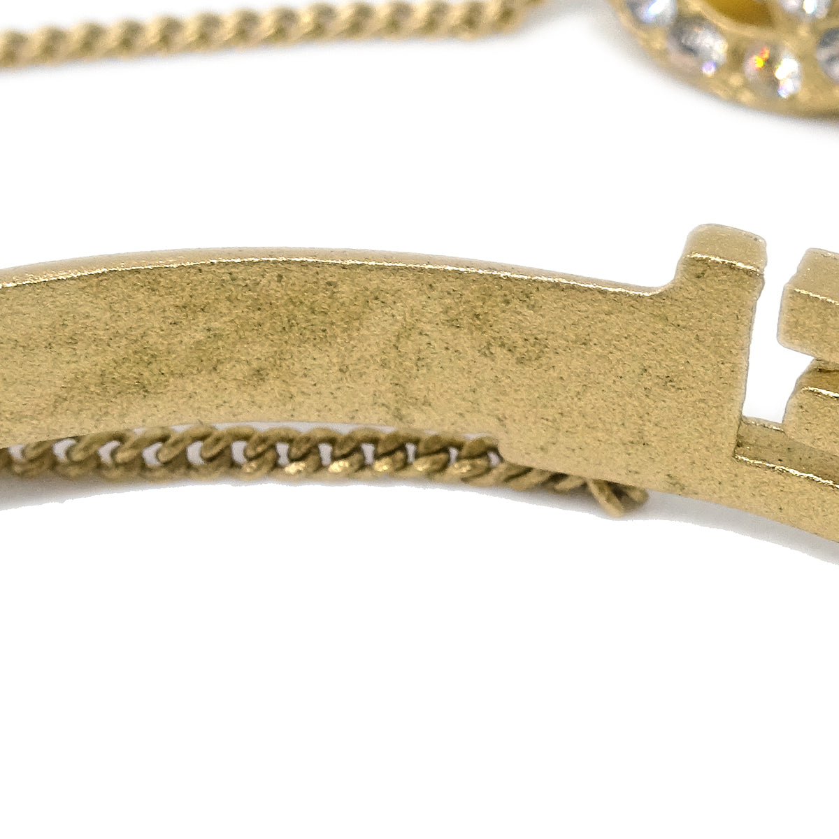 Luxury Chanel Rhinestone Bangle Chain Ring Gold #52 #12 01C