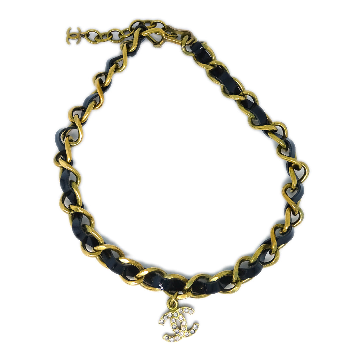 Luxury Chanel 1995 Crystal & Gold CC Choker